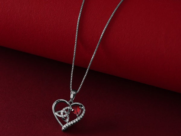 solvar jewellery sterling silver cz trinity knot heart necklace